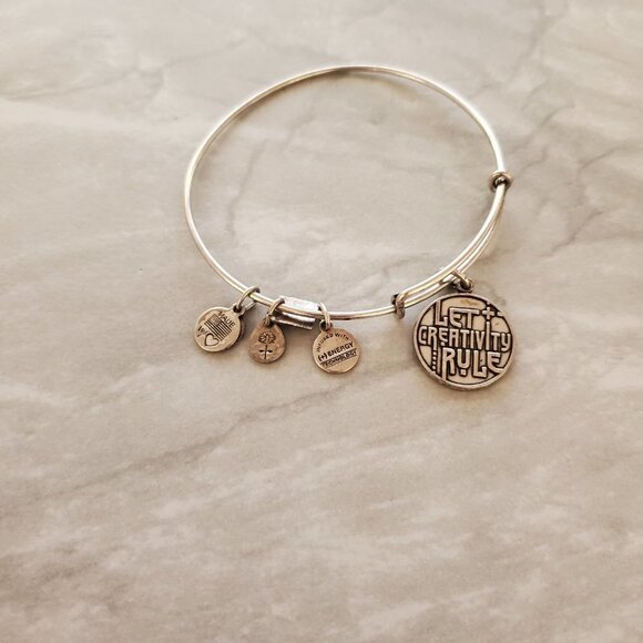 Alex and Ani Let Creativity Rule Silver Expandable Charm Bracelet - Picture 2 of 4